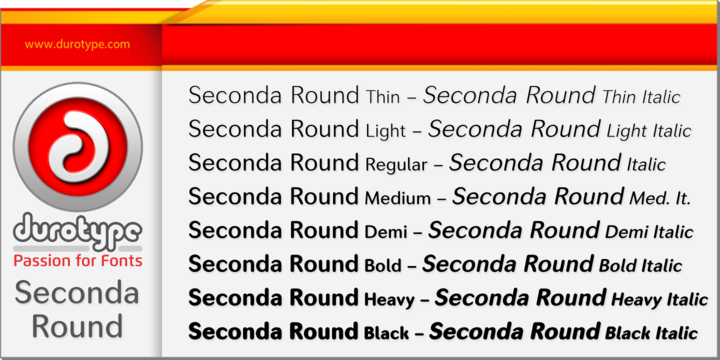 Przykład czcionki Seconda Round Regular